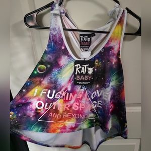 Too Fast Rat Baby I Fucking Love Space Crop Top Size Medium